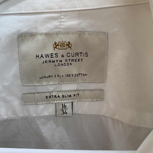 HAWES & CURTIS London Men’s White Luxury Cotton French Cuff Extra Slim Fit Shirt - Picture 2 of 6